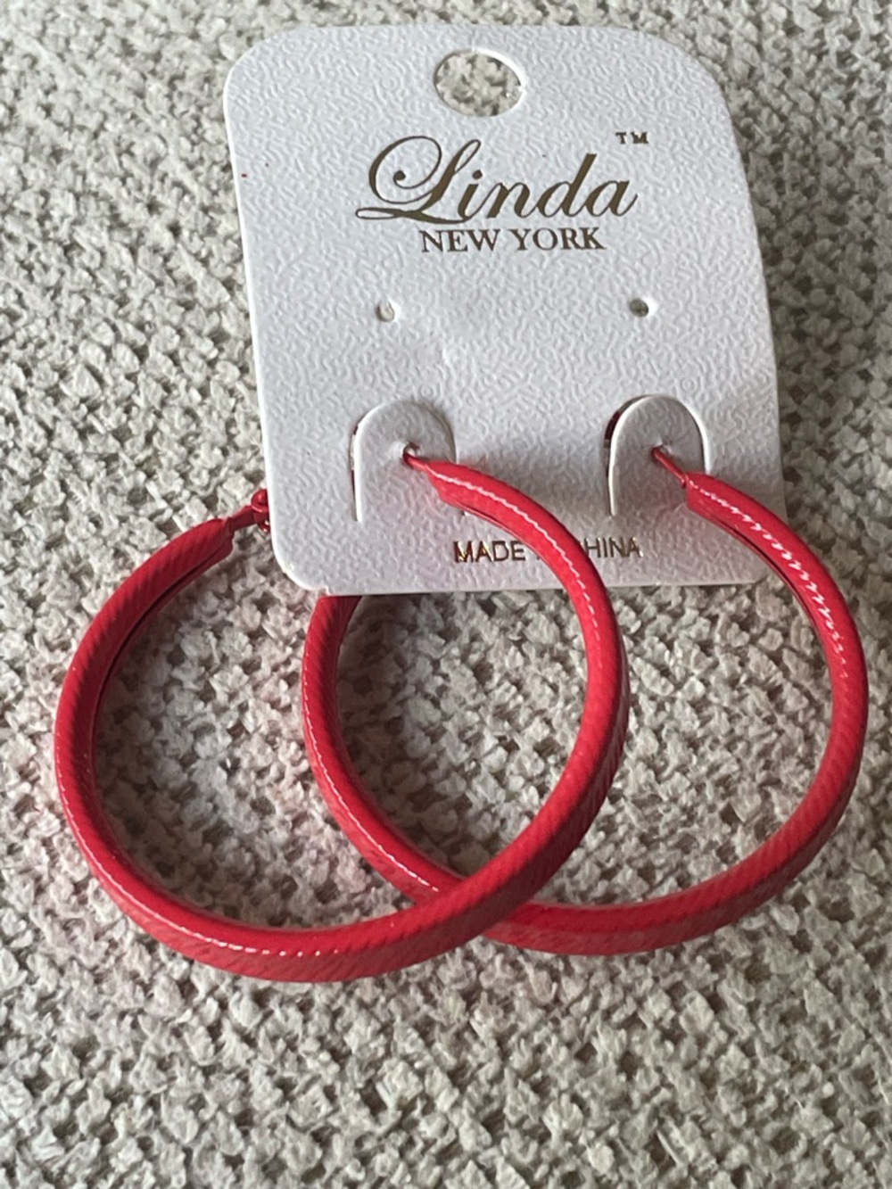 New York Bright Red Hoop Earrings